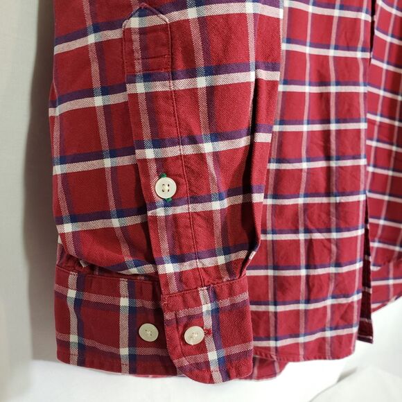 VTG Tommy Hilfiger Mens Shirt Size Large Red Plaid Button Down Crest Logo L/S - Picture 5 of 10